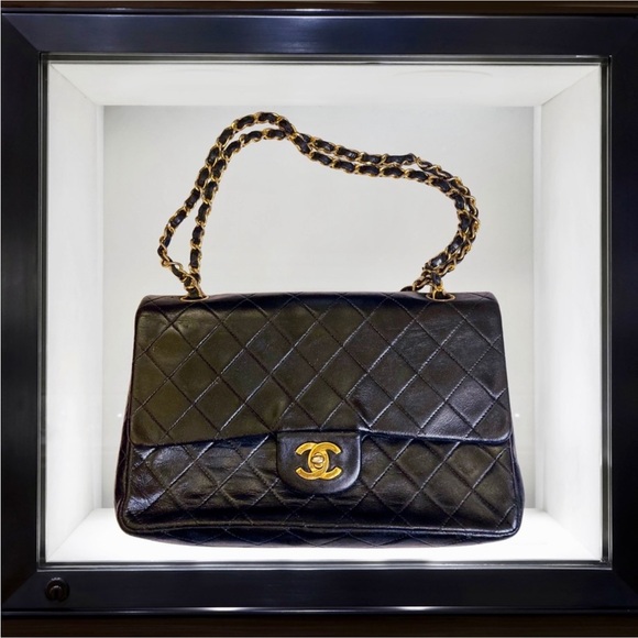 Chanel Vintage Classic Double Flap Lambskin Leather Shoulder Bag - Picture 15 of 16